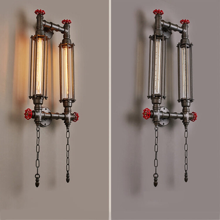 Creative Personality Iron Art Retro Cafe Bedroom Restaurant Bar Counter Bar Attic Industry Water Pipe Wall Light, Specification:Double head