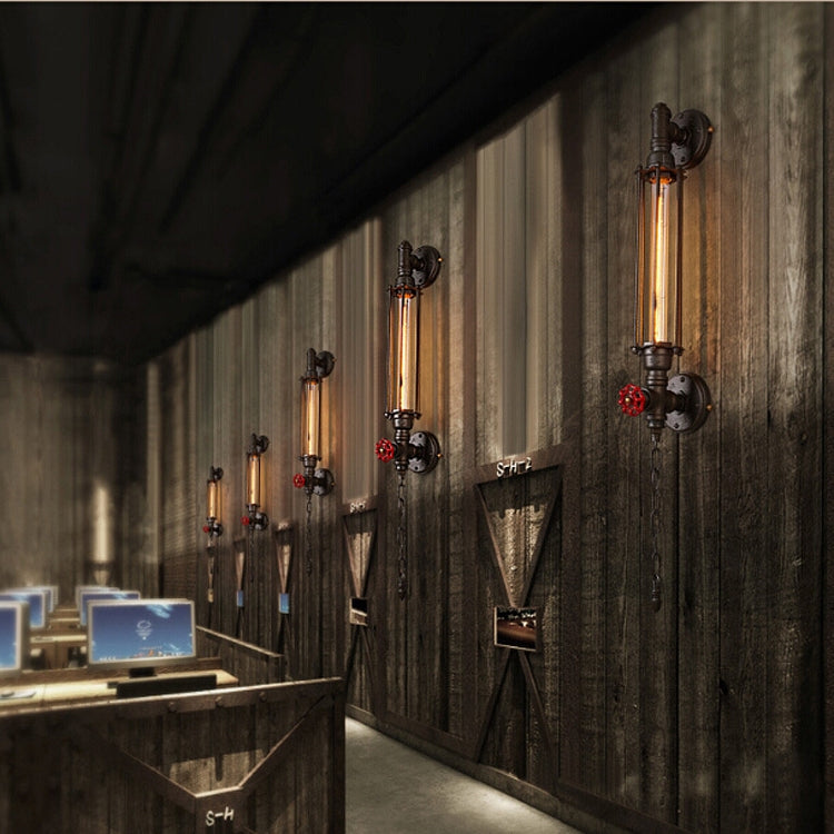 Creative Personality Iron Art Retro Cafe Bedroom Restaurant Bar Counter Bar Attic Industry Water Pipe Wall Light, Specification:Double head