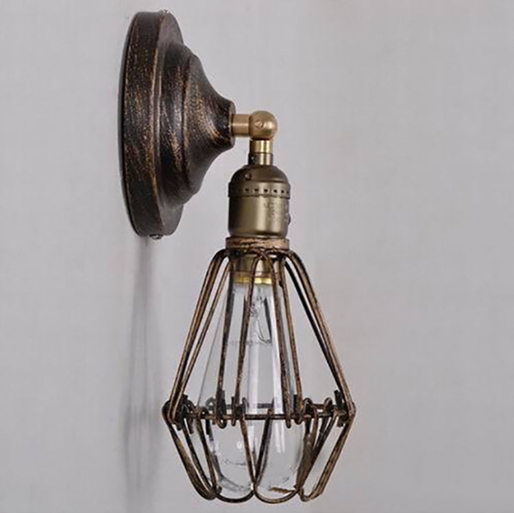 Vintage Wrought Small Iron Cage Attic Bar LED Wall Lamp(Bronze)