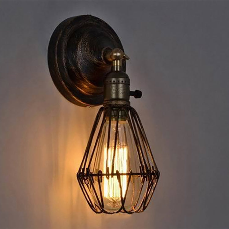 Vintage Wrought Small Iron Cage Attic Bar LED Wall Lamp(Bronze)