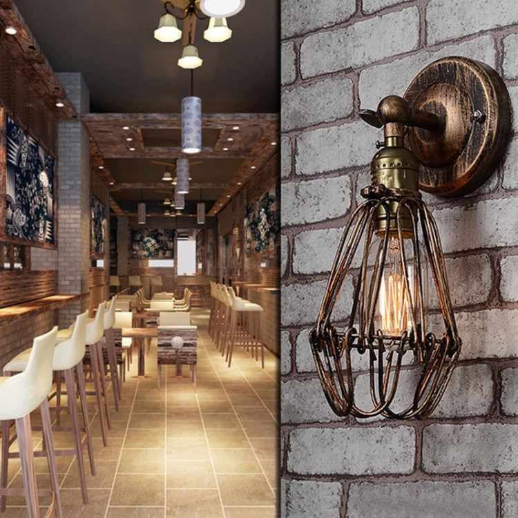 Vintage Wrought Small Iron Cage Attic Bar LED Wall Lamp(Bronze)