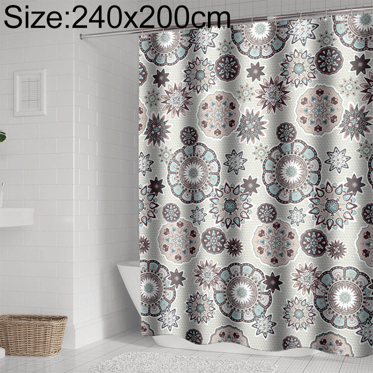 Bohemian Mandala Shower Curtains Bathroom Geometric Waterproof Bath Curtain, Size:240x200cm