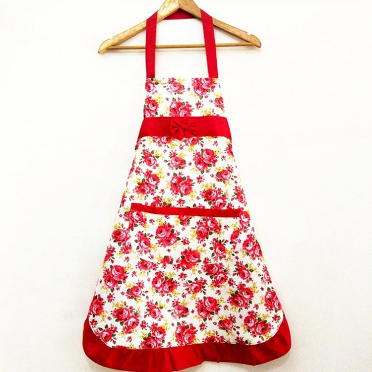 Household Rose Waterproof Kitchen Aprons Flower Cleaning Overalls