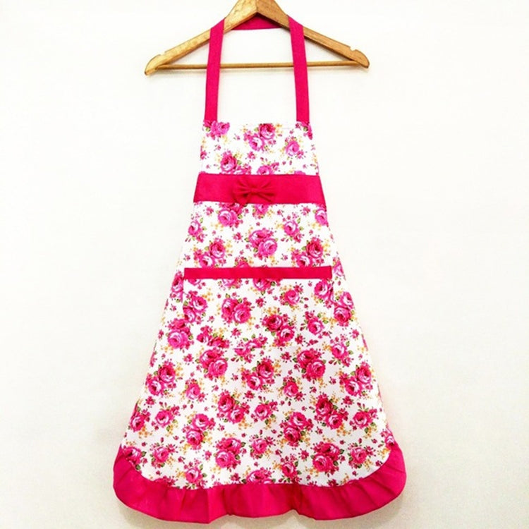 Household Rose Waterproof Kitchen Aprons Flower Cleaning Overalls