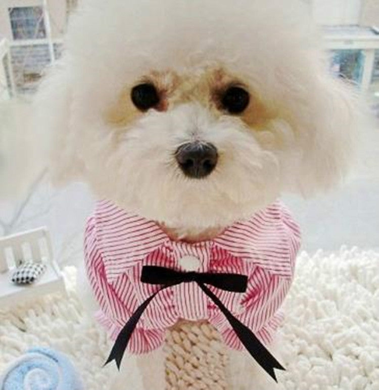 Pet Clothes Pet Stripe Lace Puff Sleeve Shirt, Size:M