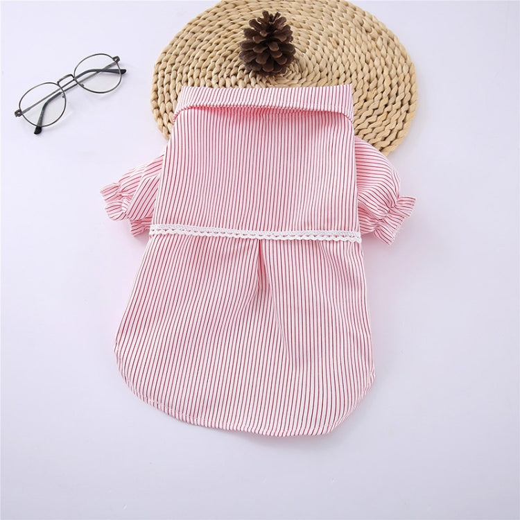 Pet Clothes Pet Stripe Lace Puff Sleeve Shirt, Size:XXL