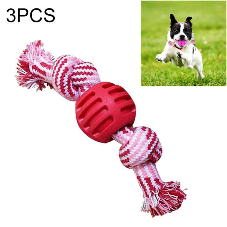 3 PCS Pet Dog Toys Chew Teeth Clean Outdoor Training Fun Playing Rope Ball