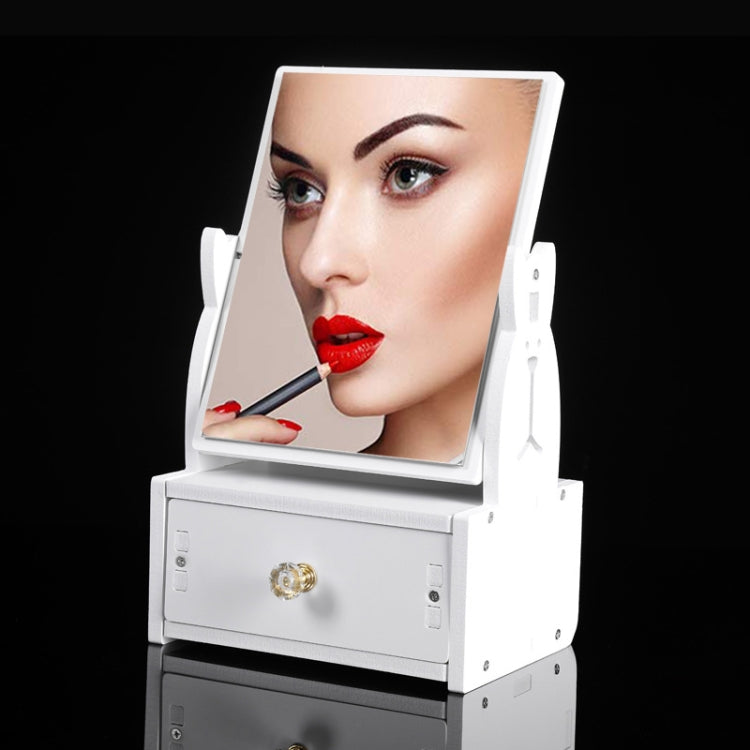 Desktop Cute Dressing Plastic Square Rotatable with Drawer HD Makeup Mirror