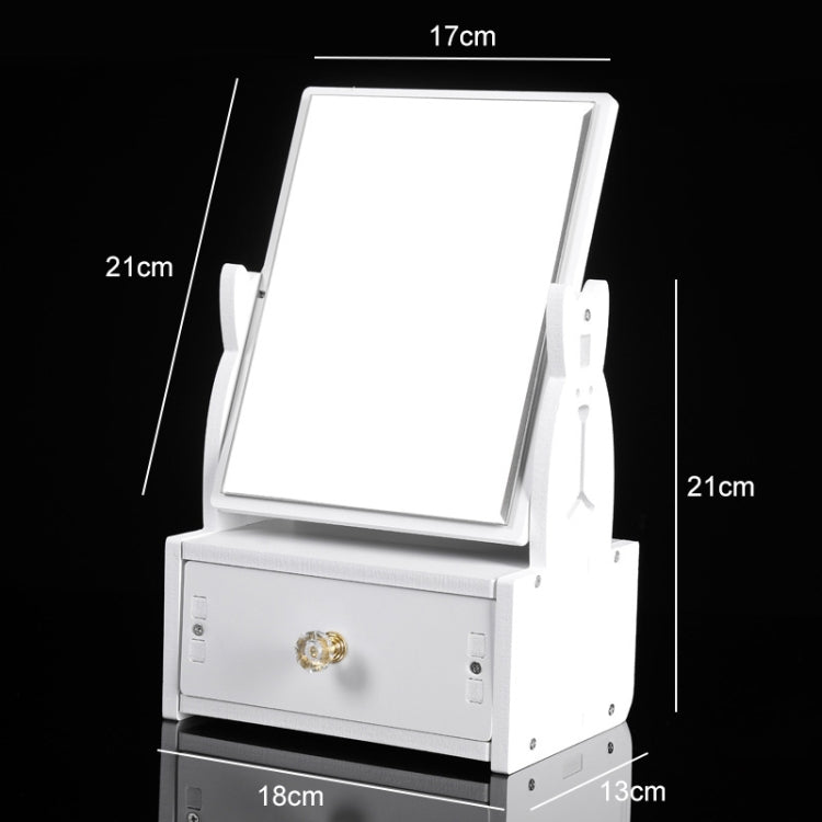 Desktop Cute Dressing Plastic Square Rotatable with Drawer HD Makeup Mirror