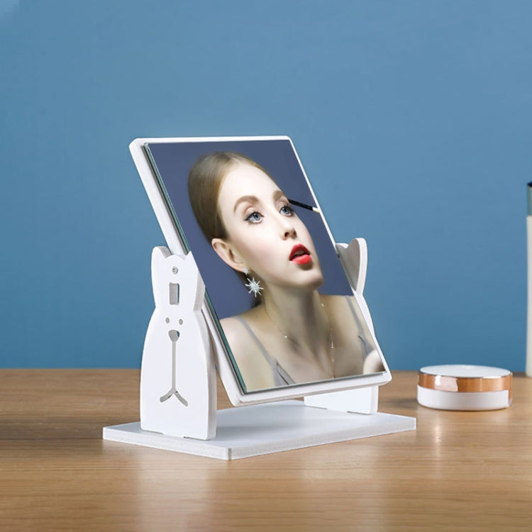 Desktop Cute Dressing Plastic Square Rotatable with Drawer HD Makeup Mirror