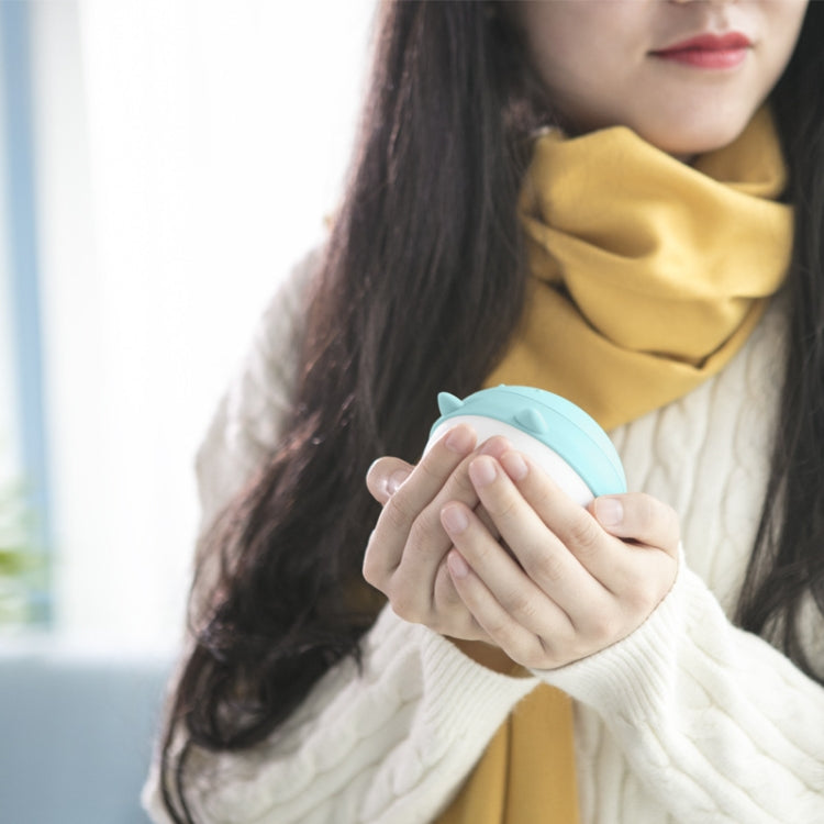 Mini Portable Hand Warmer Magnetic Rechargeable USB Hot Water Bag with LED Light Makeup Mirror(Blue)