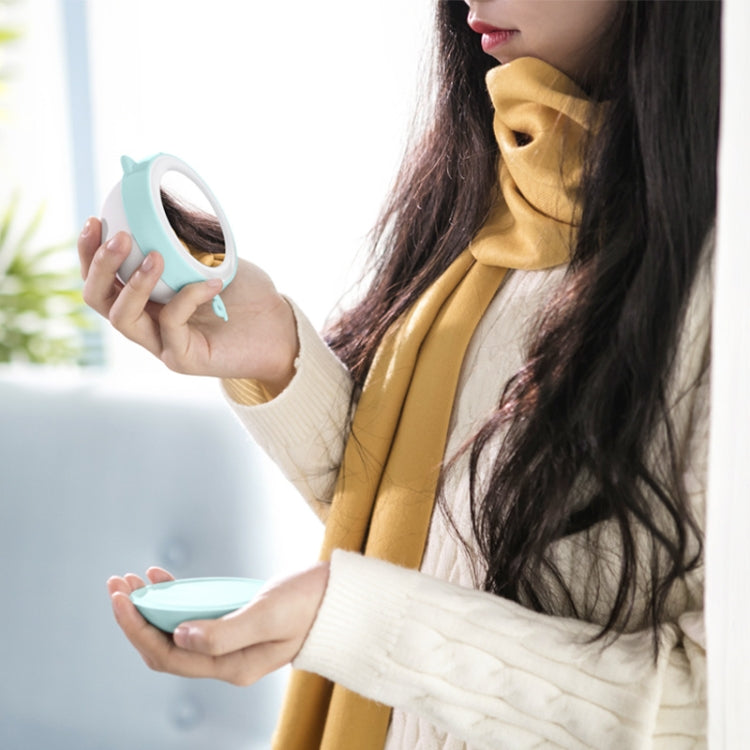 Mini Portable Hand Warmer Magnetic Rechargeable USB Hot Water Bag with LED Light Makeup Mirror(Blue)