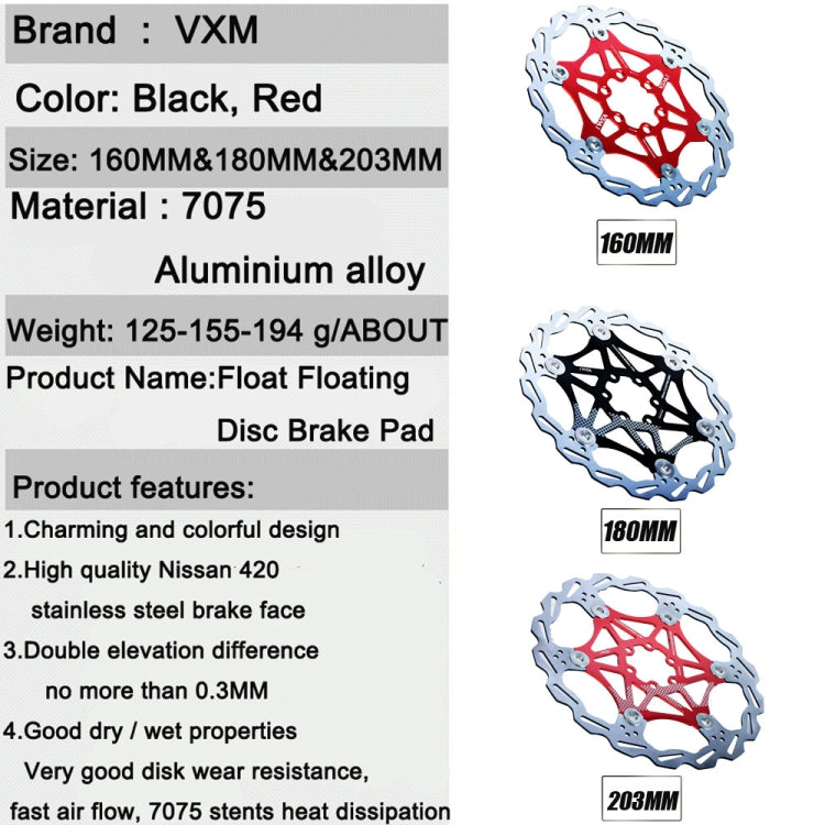 VXM Bicycle Mountain Bike Floating Brake Disc Brake 160mm