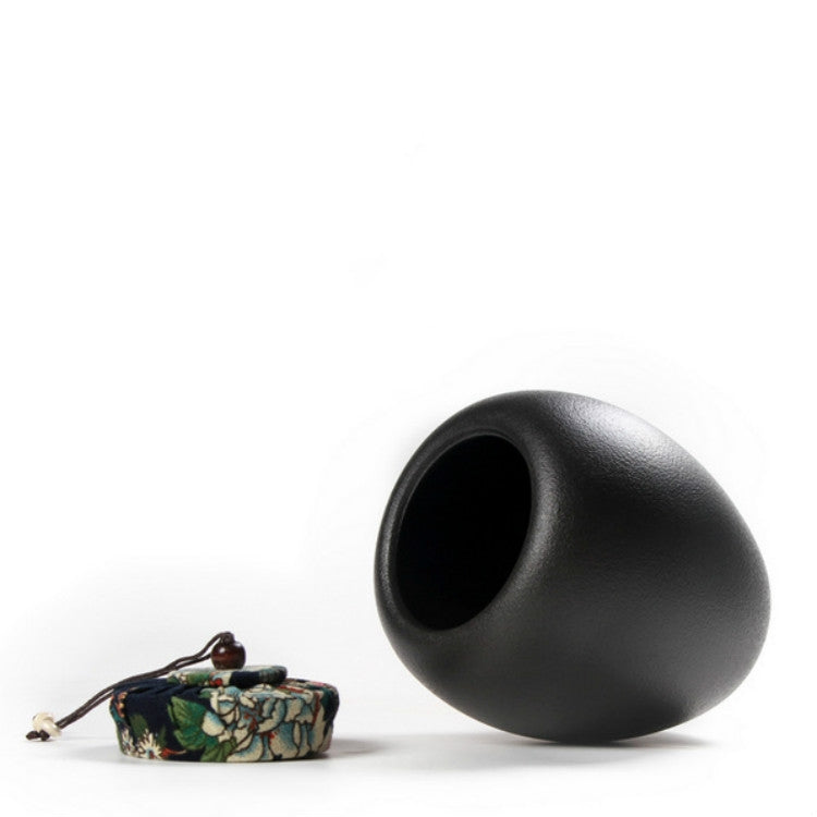 Medium Stoneware Black Pottery Seal Saving Tea Can Tea Pot