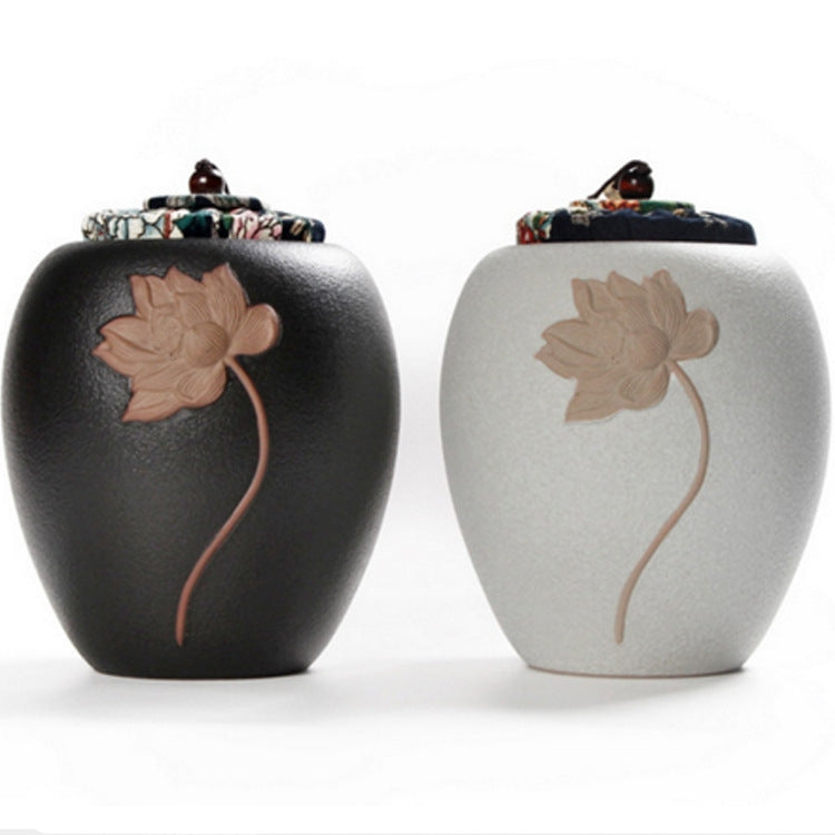 Medium Stoneware Black Pottery Seal Saving Tea Can Tea Pot