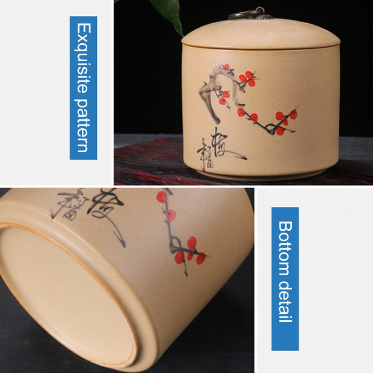 Portable Retro Hand Painted Emboss Mini Ceramics Stoneware Tea Sealed Can