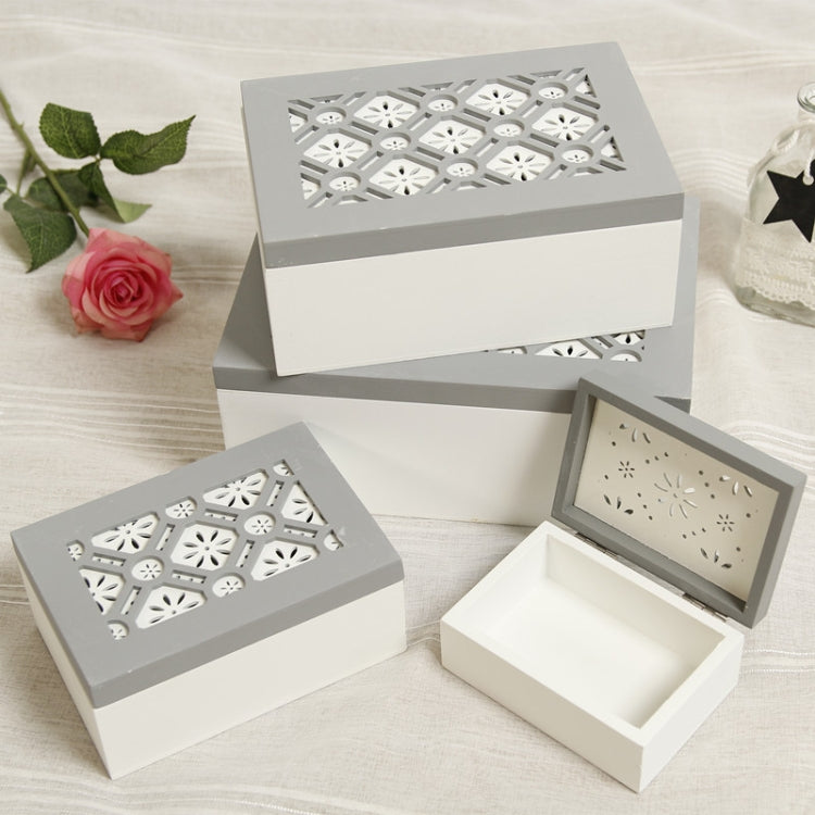 4 in 1 Wooden Box Rectangular Desktop Storage Box Jewelry Storage Square Wooden Box