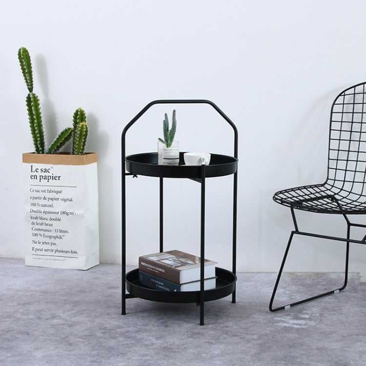 Simple Small Apartment Living Room Portable Mobile Double Layer Mini Coffee Table(White)