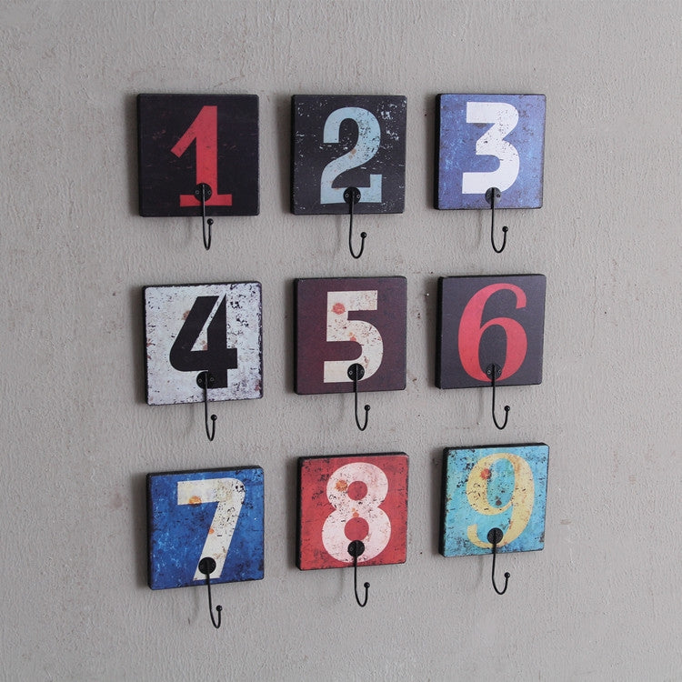 Retro Creative Number Hooks Coat Hook Wall Decoration Wall Hanging
