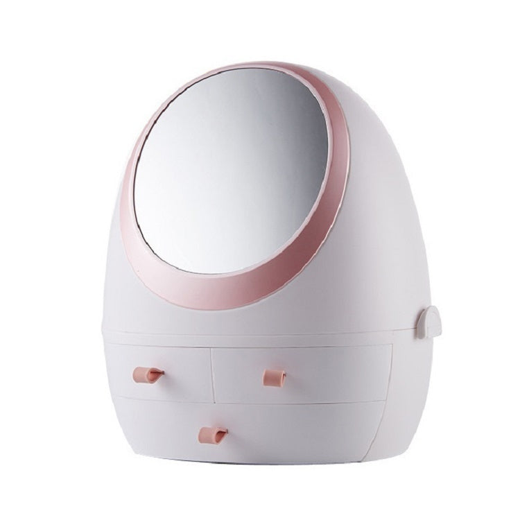 Desktop Dustproof Portable Cosmetic Storage Box With Mirror, Colour: White Mirror With Light