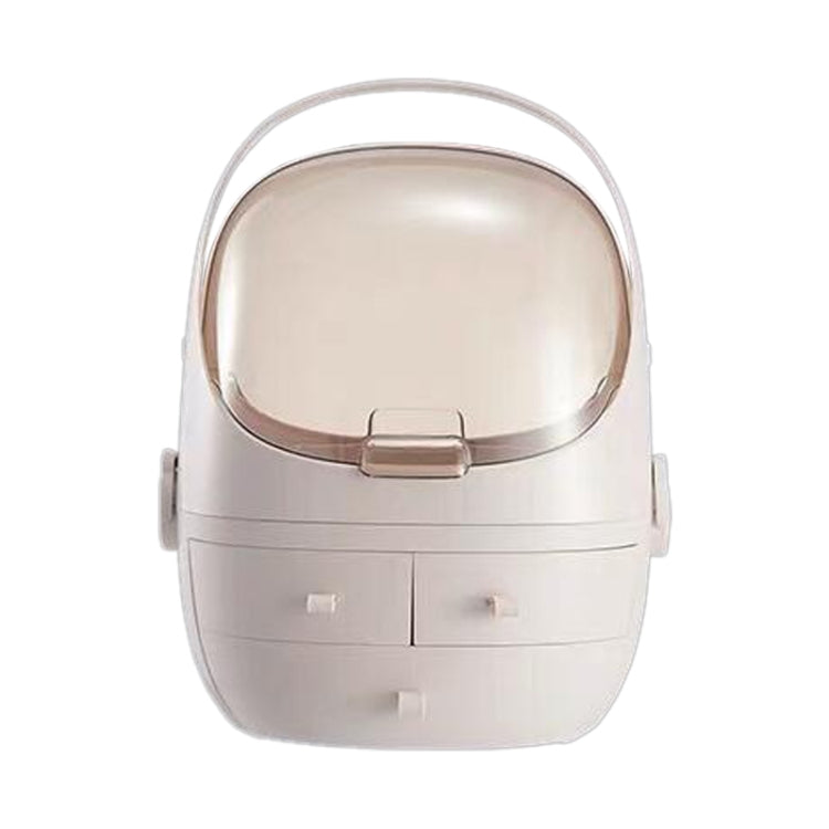 Portable Dust-proof Transparent Round Cosmetic Drawer Type Storage Box