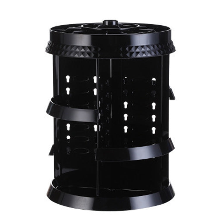 360 Degree Rotating Makeup Storage Box Diamond Shape Drawer Multilayer Dresser Desktop Shelf without Drawer(Black)