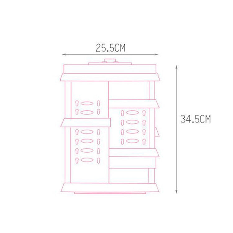 360 Degree Rotating Makeup Storage Box Diamond Shape Drawer Multilayer Dresser Desktop Shelf without Drawer(Black)