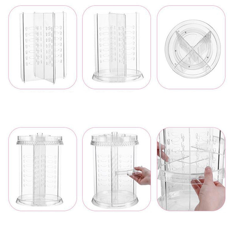 360 Degree Rotating Makeup Storage Box Diamond Shape Drawer Multilayer Dresser Desktop Shelf without Drawer(Black)