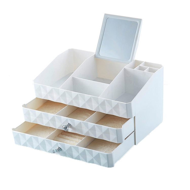 Two-layer Drawer Type Cosmetic Box Desktop Jewelry Storage Large Finishing Box(Khaki)