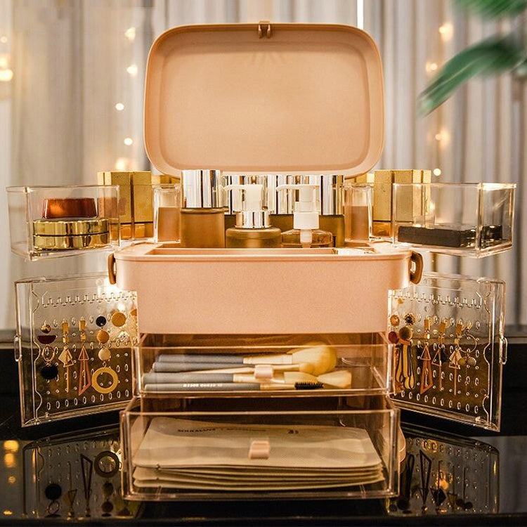 Multi-function Portable Pull-out Flip Cosmetic Jewelry Storage Box