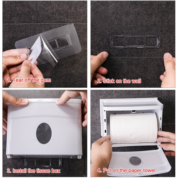 Multifunction Suction Wall Punch Free Bathroom Bathroom Plastic Paper Towel Holder Storage Rack