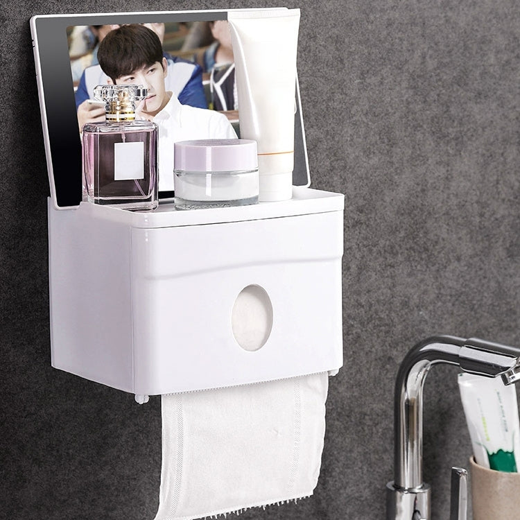 Multifunction Suction Wall Punch Free Bathroom Bathroom Plastic Paper Towel Holder Storage Rack