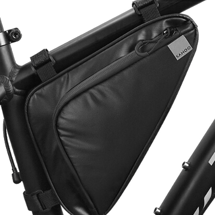 Shark Tiger Bicycle Front Beam Wax Polyester Triangle Bag, Size: 1.5L(Black)