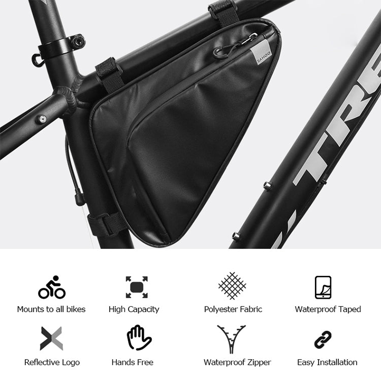 Shark Tiger Bicycle Front Beam Wax Polyester Triangle Bag, Size: 1.5L(Black)