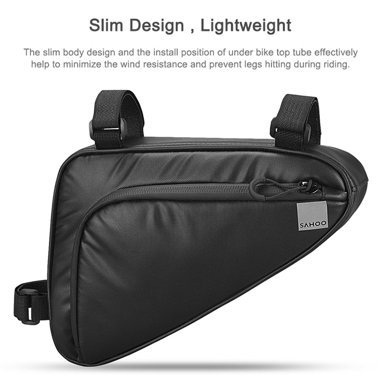 Shark Tiger Bicycle Front Beam Wax Polyester Triangle Bag, Size: 1.5L(Black)
