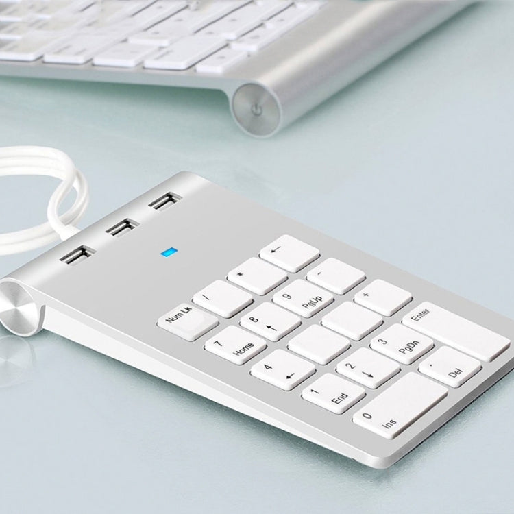 18 Keys USB 2.0 Financial Numeric Keypad Multifunctional HUB Card Reader(Silver Gray)