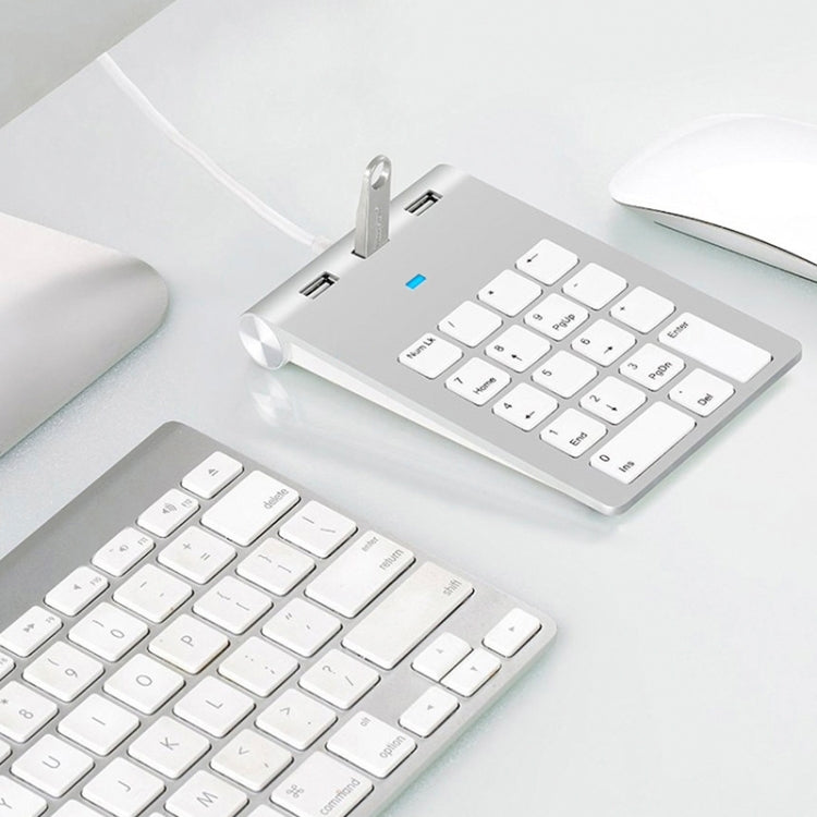 18 Keys USB 2.0 Financial Numeric Keypad Multifunctional HUB Card Reader(Silver Gray)