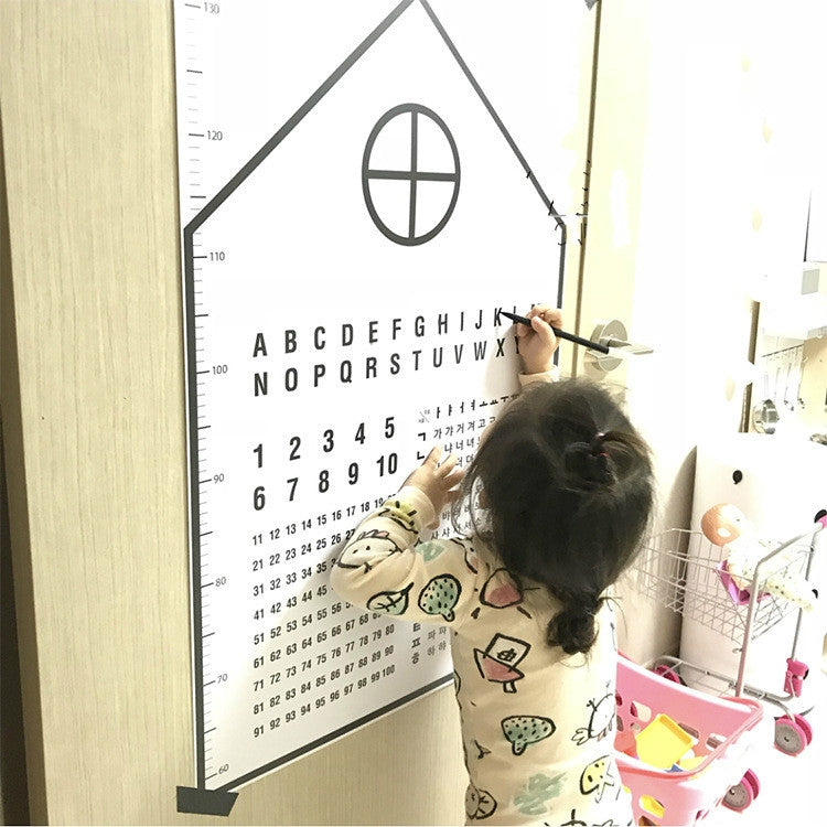 Child Early Education Puzzle Enlightenment Height Ruler Cognitive Number English Learning Waterproof Wall Stickerï¼ŒSizeï¼š 75x53 cm