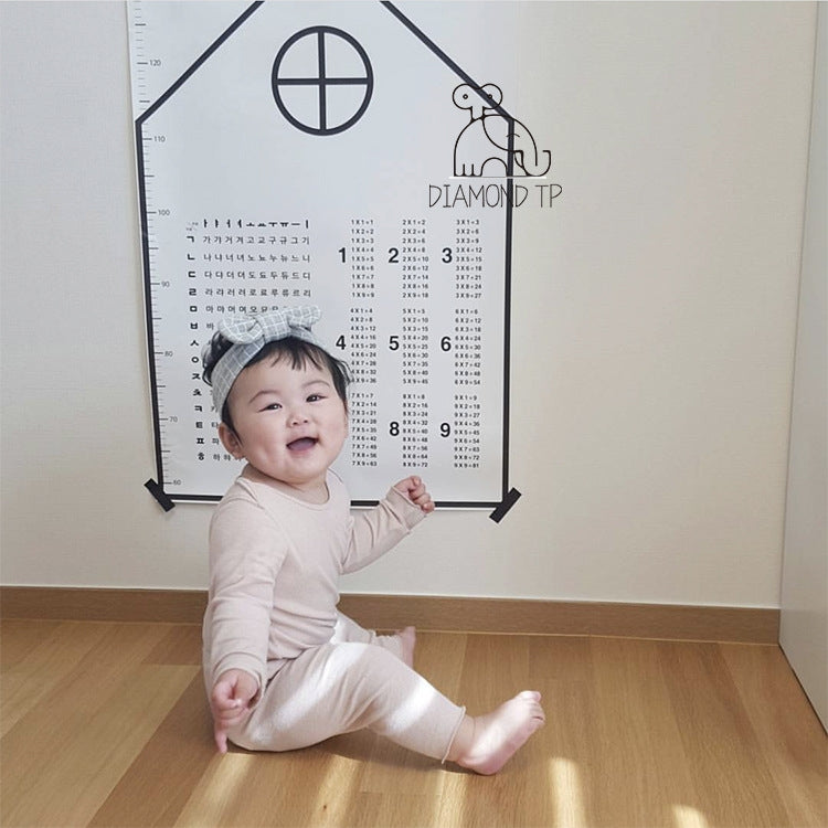 Child Early Education Puzzle Enlightenment Height Ruler Cognitive Number English Learning Waterproof Wall Stickerï¼ŒSizeï¼š 75x53 cm