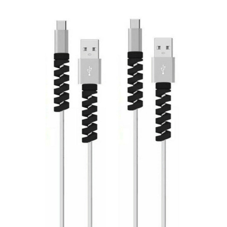 100 PCS Spiral Style Silicone Data Cable Protective Cover Anti-wire Break Winder