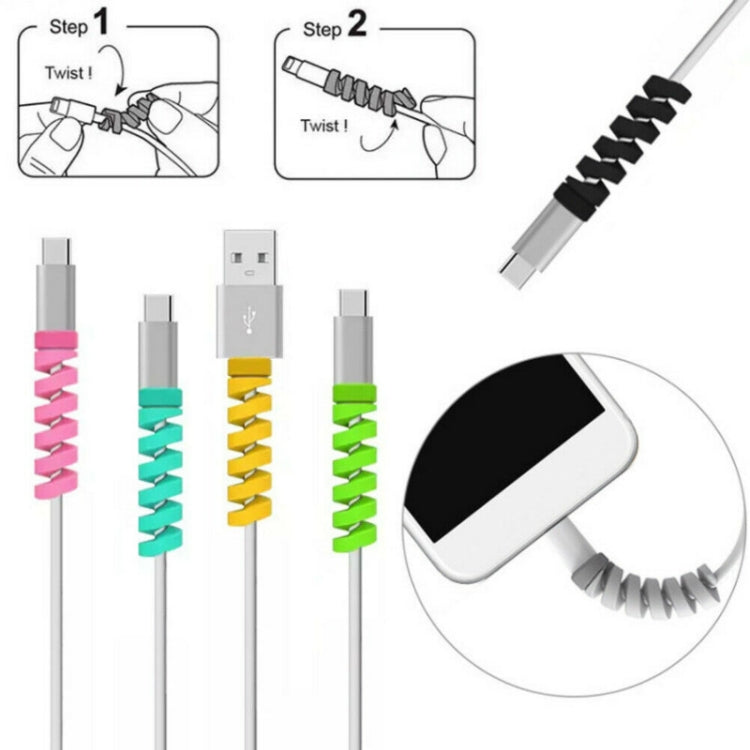 100 PCS Spiral Style Silicone Data Cable Protective Cover Anti-wire Break Winder