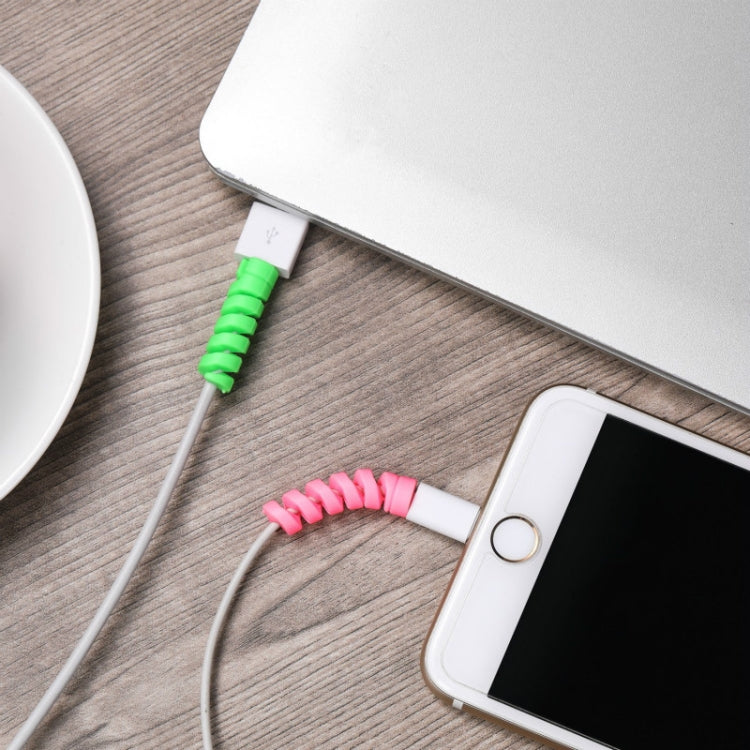 100 PCS Spiral Style Silicone Data Cable Protective Cover Anti-wire Break Winder