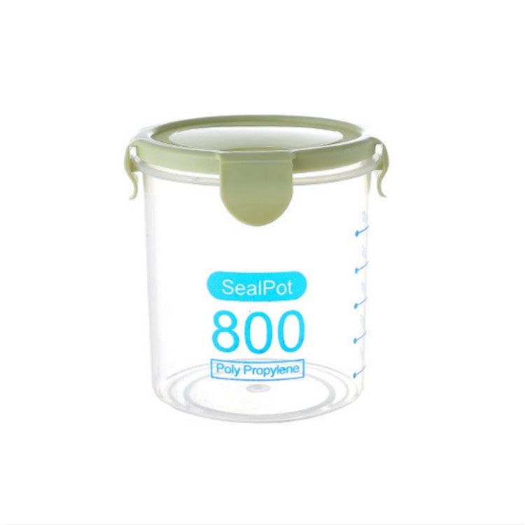 Kitchen Transparent Snack Storage Box Storage Tank Plastic Grain Storage Tank Food Sealed Can 800ml(Green)