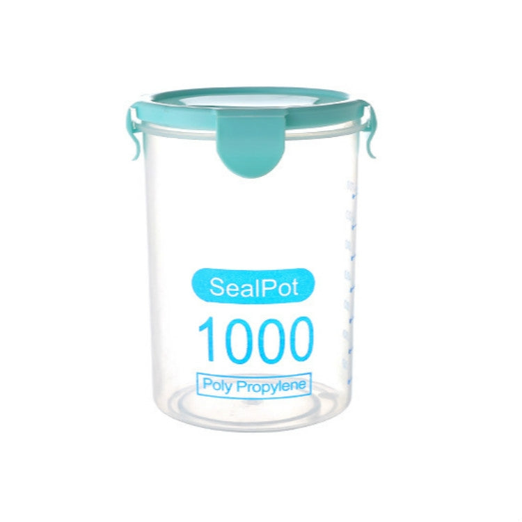 Kitchen Transparent Snack Storage Box Storage Tank Plastic Grain Storage Tank Food Sealed Can 1000ml(Blue)