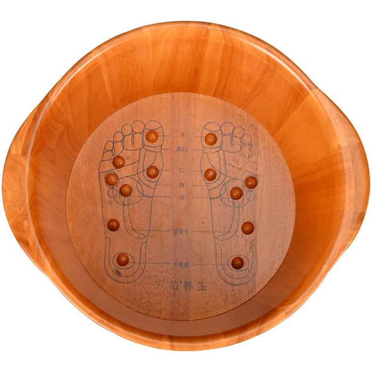 Oak Footbath Barrel  With Massage Beads Acupuncture Point Tub