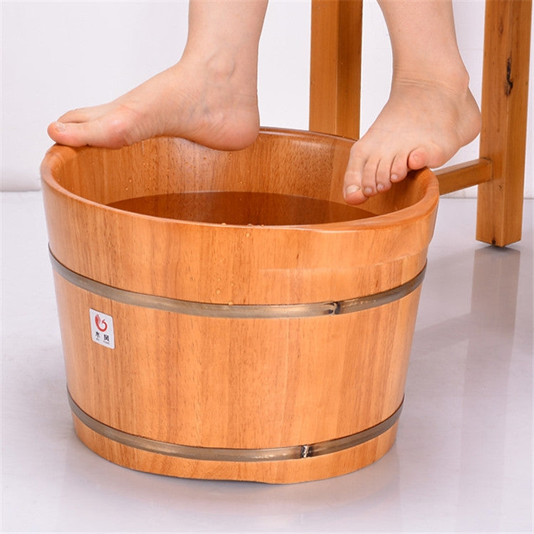 Oak Footbath Barrel  With Massage Beads Acupuncture Point Tub