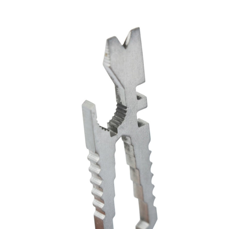 5Pcs 12 in 1 Stainless Steel Multi-function Keychain Bottle Opener Screwdriver Wrench Self-defense Outdoor Tools(Wrench)
