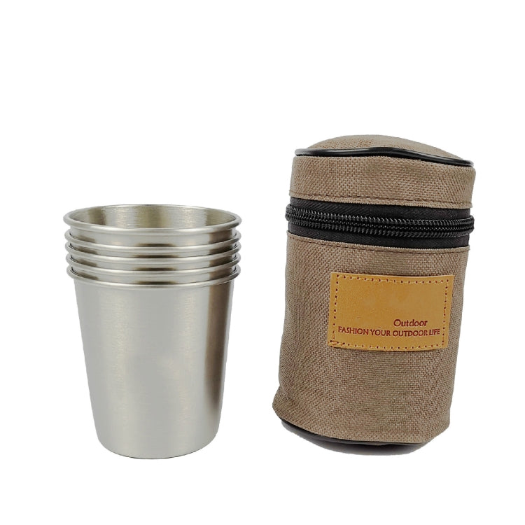 5 PCS Rolled Child Shockproof Stainless Steel Beer Milk Tea Cup with Cloth Bag, Capacity: 200ml