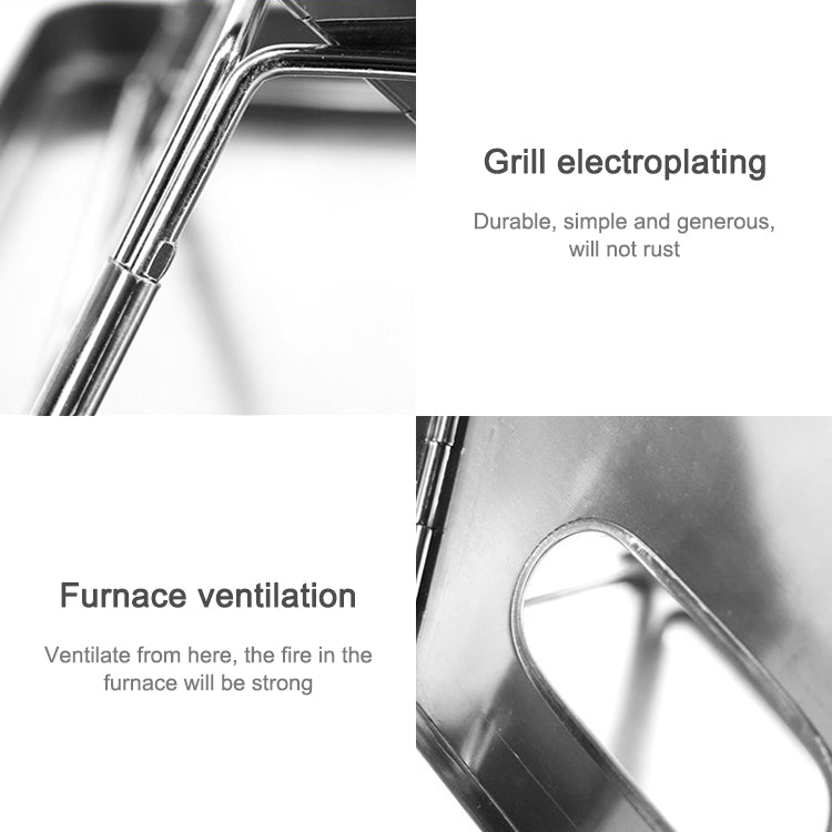 Portable Folding Outdoor Stainless Steel Charcoal Grill, Grill / plate specifications: 31*31*22cm
