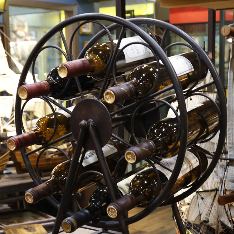 Windmill Shape Industrial Style Fashion Large Wrought Iron Wine Racks with Base